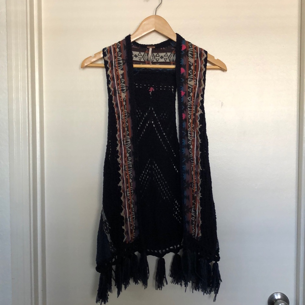 FREE PEOPLE Knit Fringe Vest